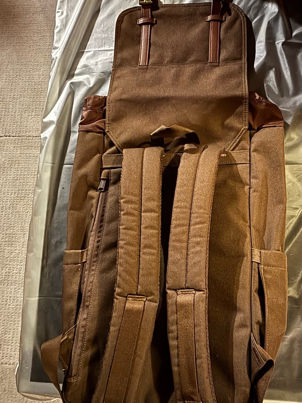 Herschel Supply Company Brown Canvas Roll-Top Backpack with Tan Straps - Picture 2 of 6